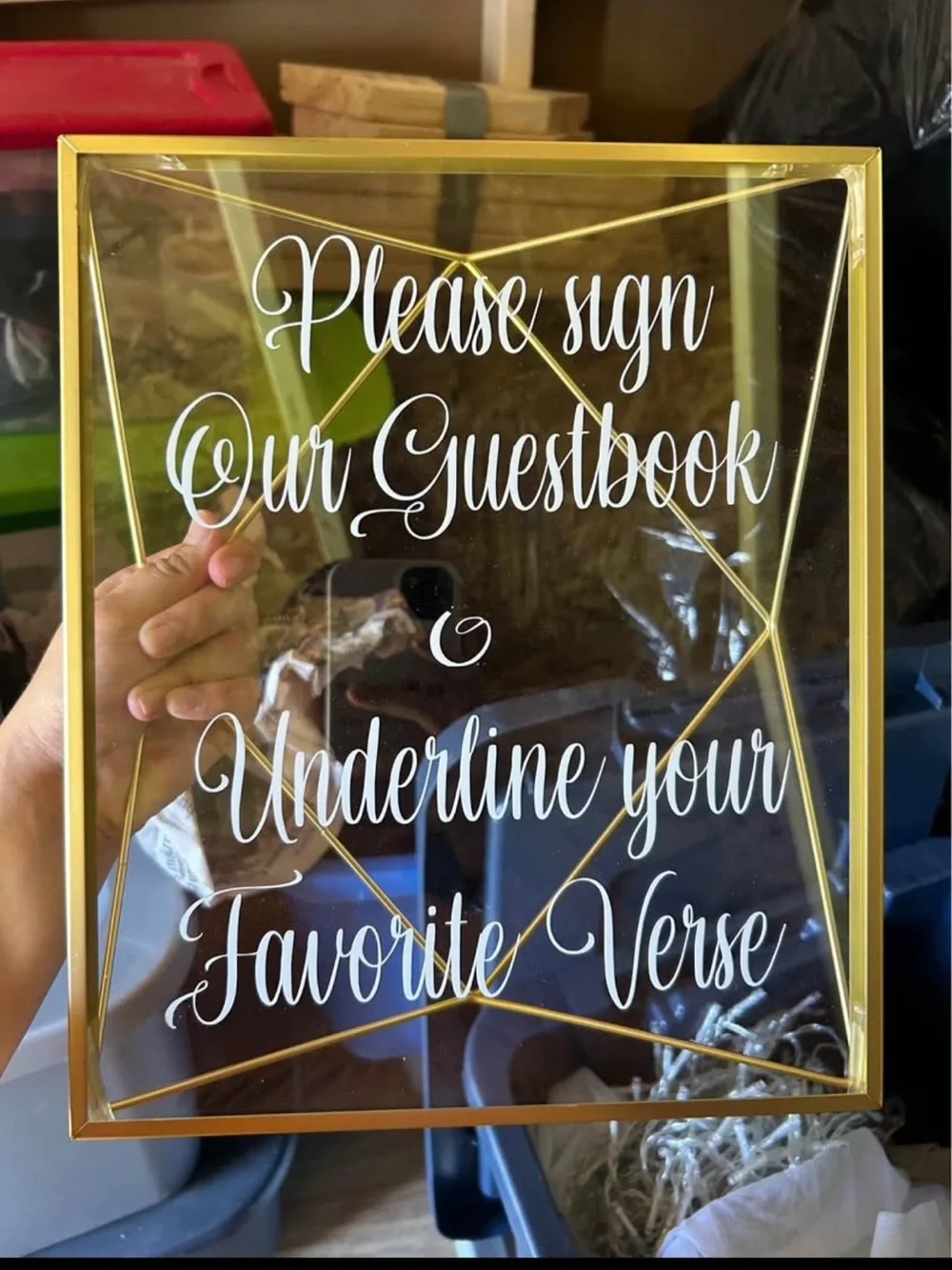 Gold Geometric Guestbook Sign - Please Sign Our Guestbook